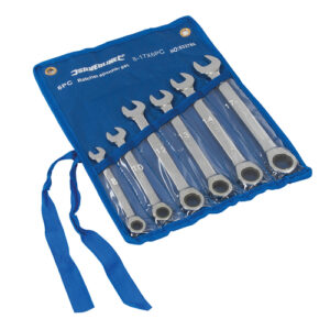 Silverline mirror polished 6pce Fixed Head Ratchet Spanner Set