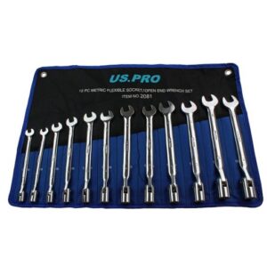 US Pro 12 PC Metric Flexi Socket/Open End Spanners