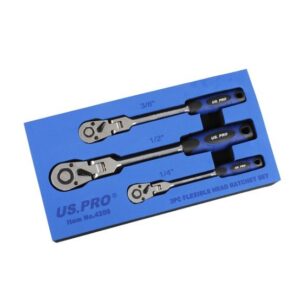 US Pro 3PC Flexi Head Ratchet Set