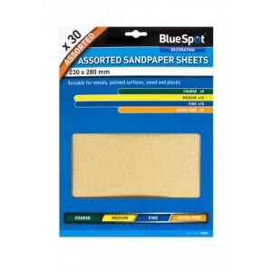 BlueSpot 30 Pce Assorted Sandpaper Sheets