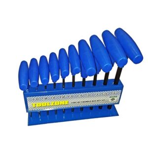 Toolzone 10pc Af T Handle Hex Keys In Rack