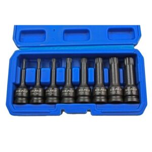 US PRO 8Pc 1/2" Dr Impact Spline Bit Sockets