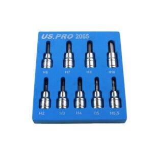 US Pro 9Pc 3/8" Dr 48mm Long S2 Hex Bit Set