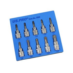 US PRO 10Pc 3/8" Drive 48mm Long S2 Torx Set