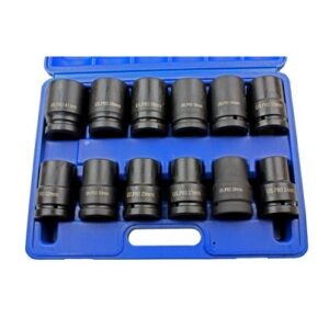 US Pro 12 Pc 1" Drive Single Hex Deep Impact Socket Set
