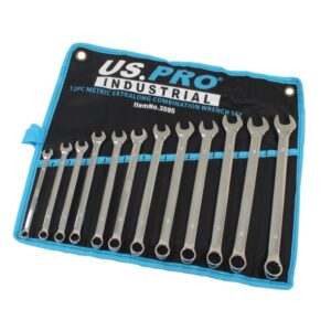 US Pro 12 Pc Extra Long METRIC Combination Spanner set 8mm - 19mm