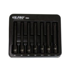 US Pro 7PC 3/8" DR Extra Long Impact Spline Bit Socket set