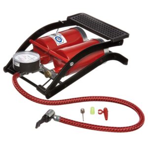 Am-Tech Double barrel Foot Pump With Gauge